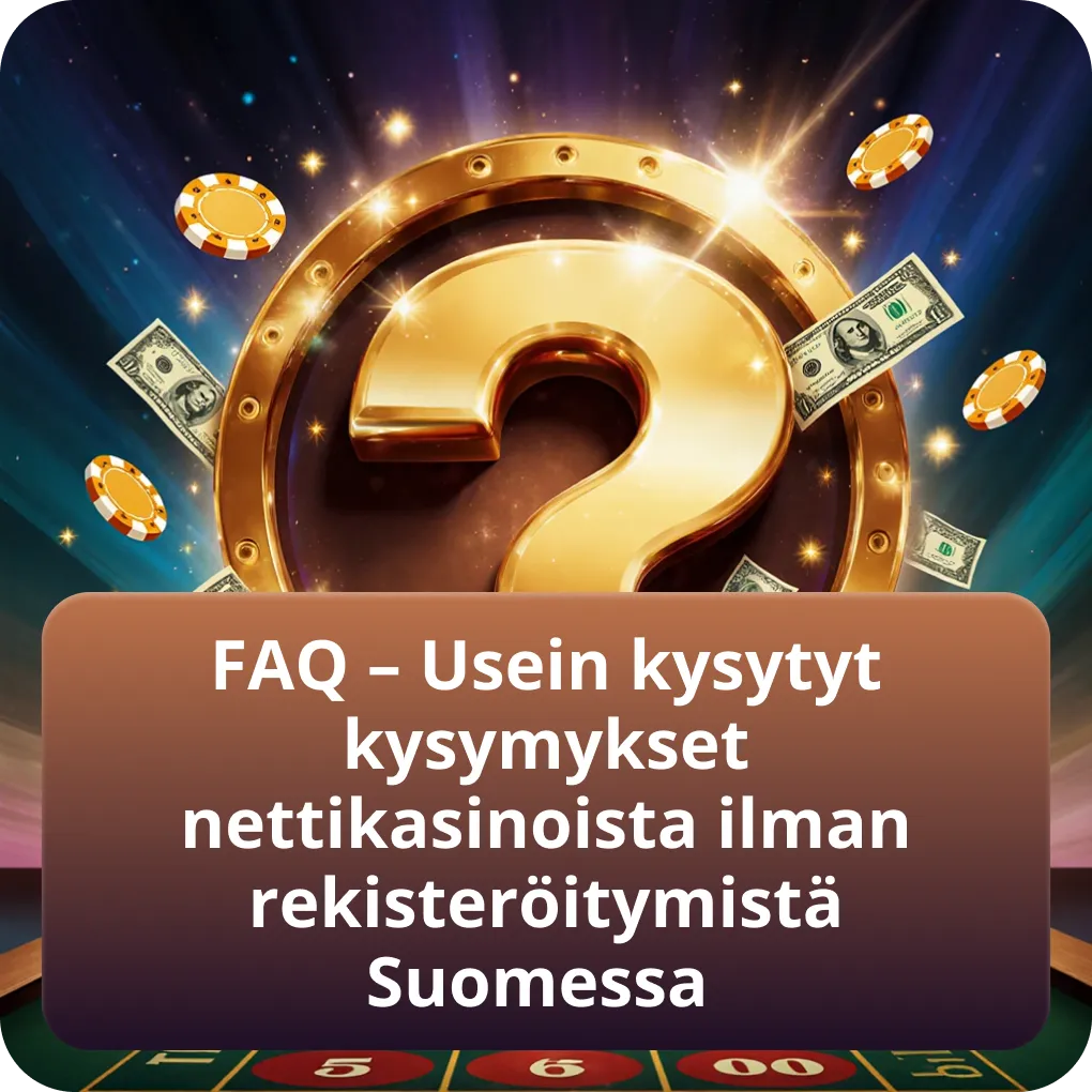FAQ – Yleisimmät kysymykset nettikasinoista ilman rekisteröitymistä Suomessa